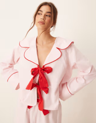ASOS DESIGN pajama top in pink - part of a set | ASOS | ASOS (Global)