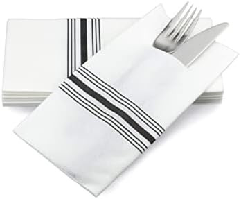 Simulinen Dinner Napkins Disposable, Linen-Feel, Cloth-Like, Discreet Pocket for Flatware, BLACK ... | Amazon (US)