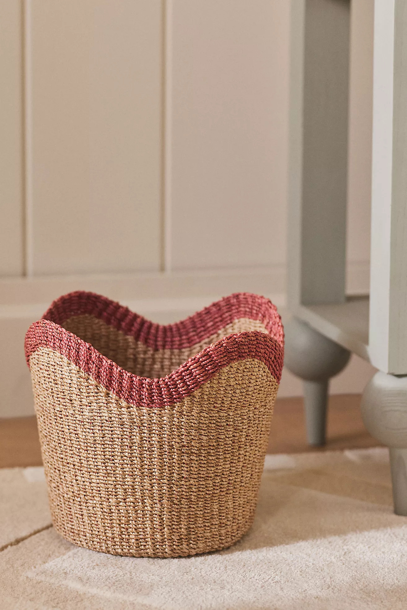 Genevieve Scalloped Woven Bin | Anthropologie (US)
