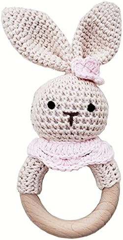 Natural Crochet Teether Toy Rattle for Baby Forest Friends Handmade Amigurumi Crochet Bunny Deer Fox | Amazon (US)