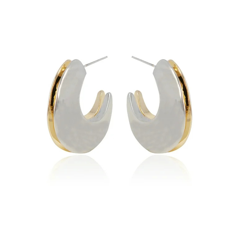 Time and Tru Women's Metal Hoop In Two Tone Plated Color | Walmart (US)