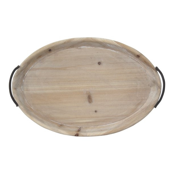 Stratton Home Decor Natural Wood Oval Tray - Walmart.com | Walmart (US)