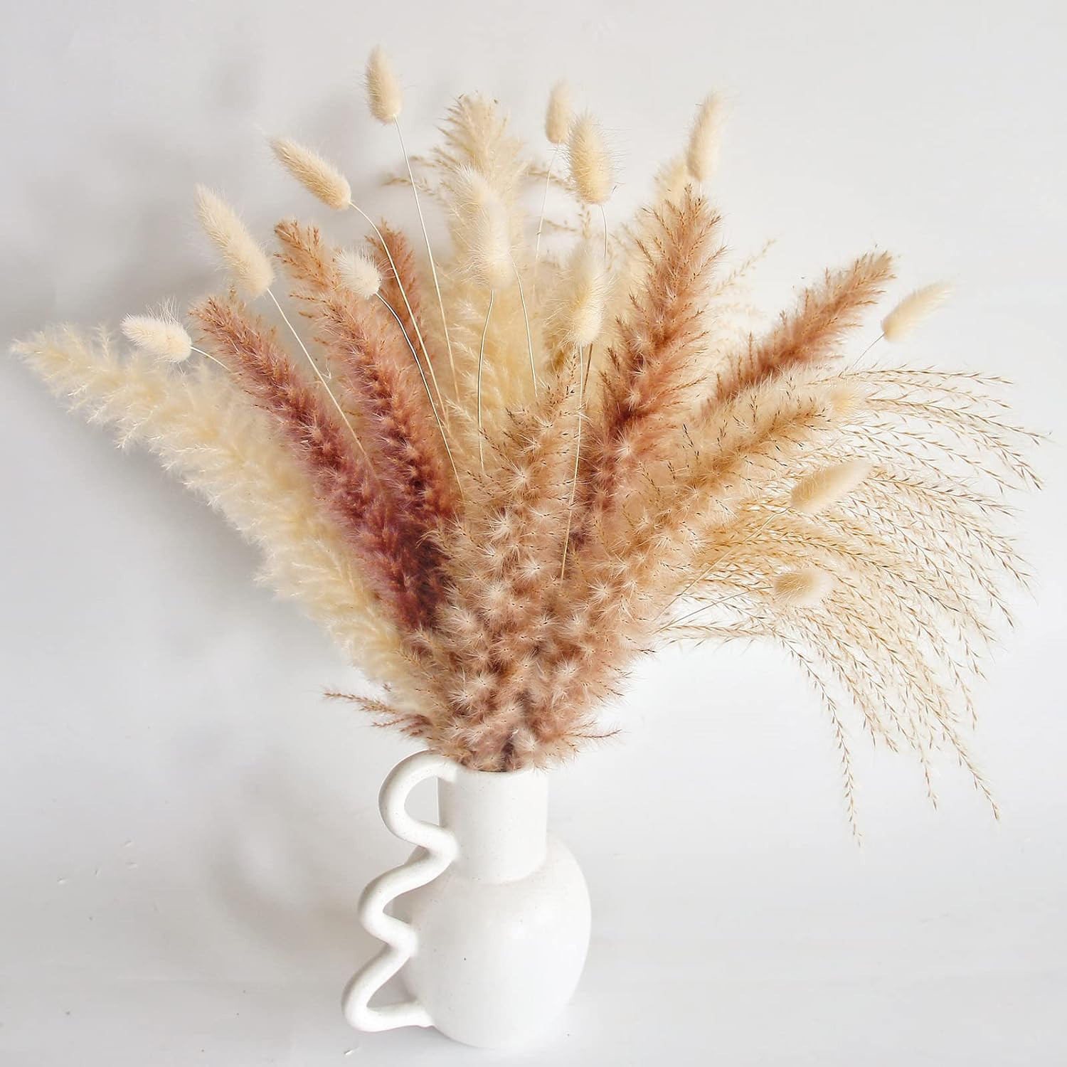 Natural Dried Pampas Grass Decor, 100 PCS Pampas Grass Contains White Bunny Tails Dried Flowers, ... | Amazon (US)