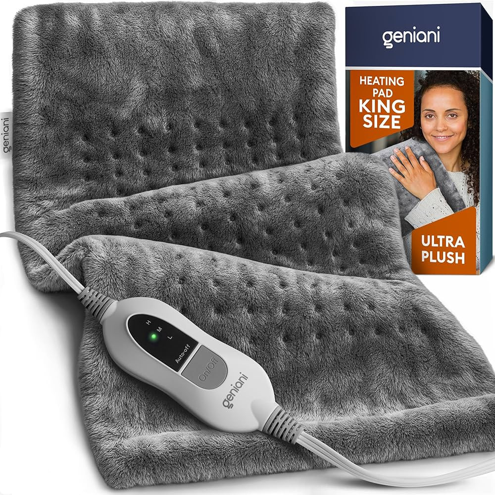 GENIANI King Size Heating Pad for Back Pain & Cramps Relief, FSA HSA Eligible, Auto Shut Off, Mac... | Amazon (US)