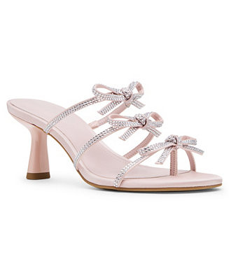 Women's Loving Bow Mid-Heel Rhinestone Dress Sandals | Macy's