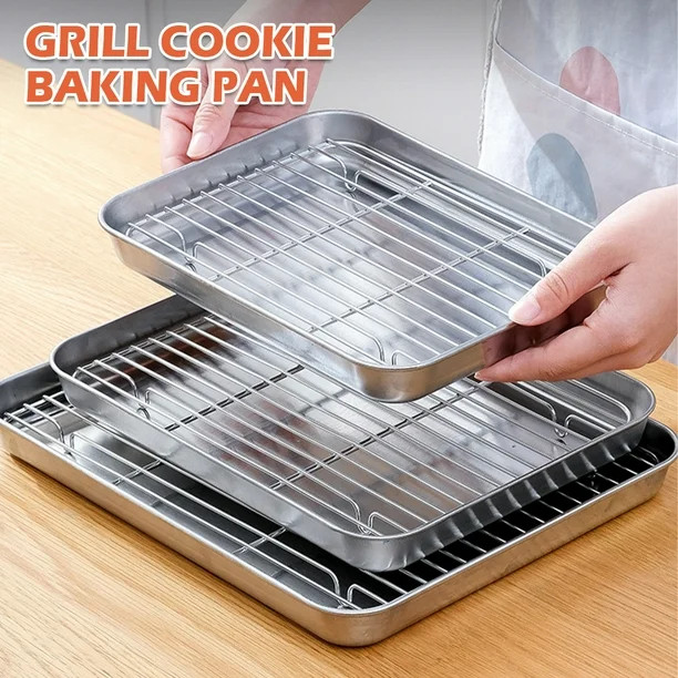 Protoiya Baking Sheet with Rack Set with Stainless Steel Wire Rack Set - Large Cookie Sheets for ... | Walmart (US)