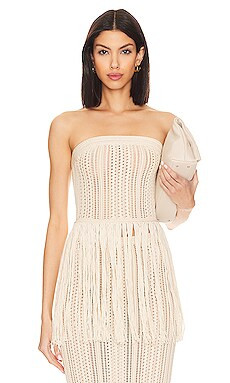 Tularosa Celestie Fringe Tube Top in Ivory from Revolve.com | Revolve Clothing (Global)
