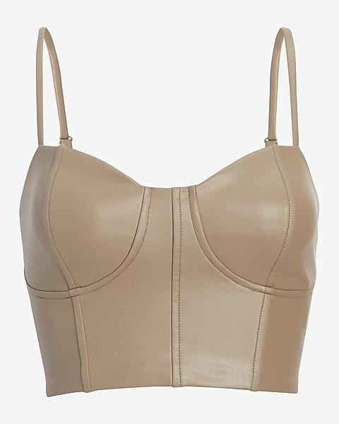 Body Contour Faux Leather Corset Cropped Top | Express