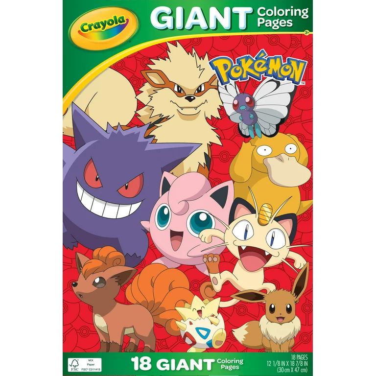 Crayola Pokemon Giant Coloring Pages, 18 Coloring Pages, Gifts for Kids, Ages 3+ | Walmart (US)