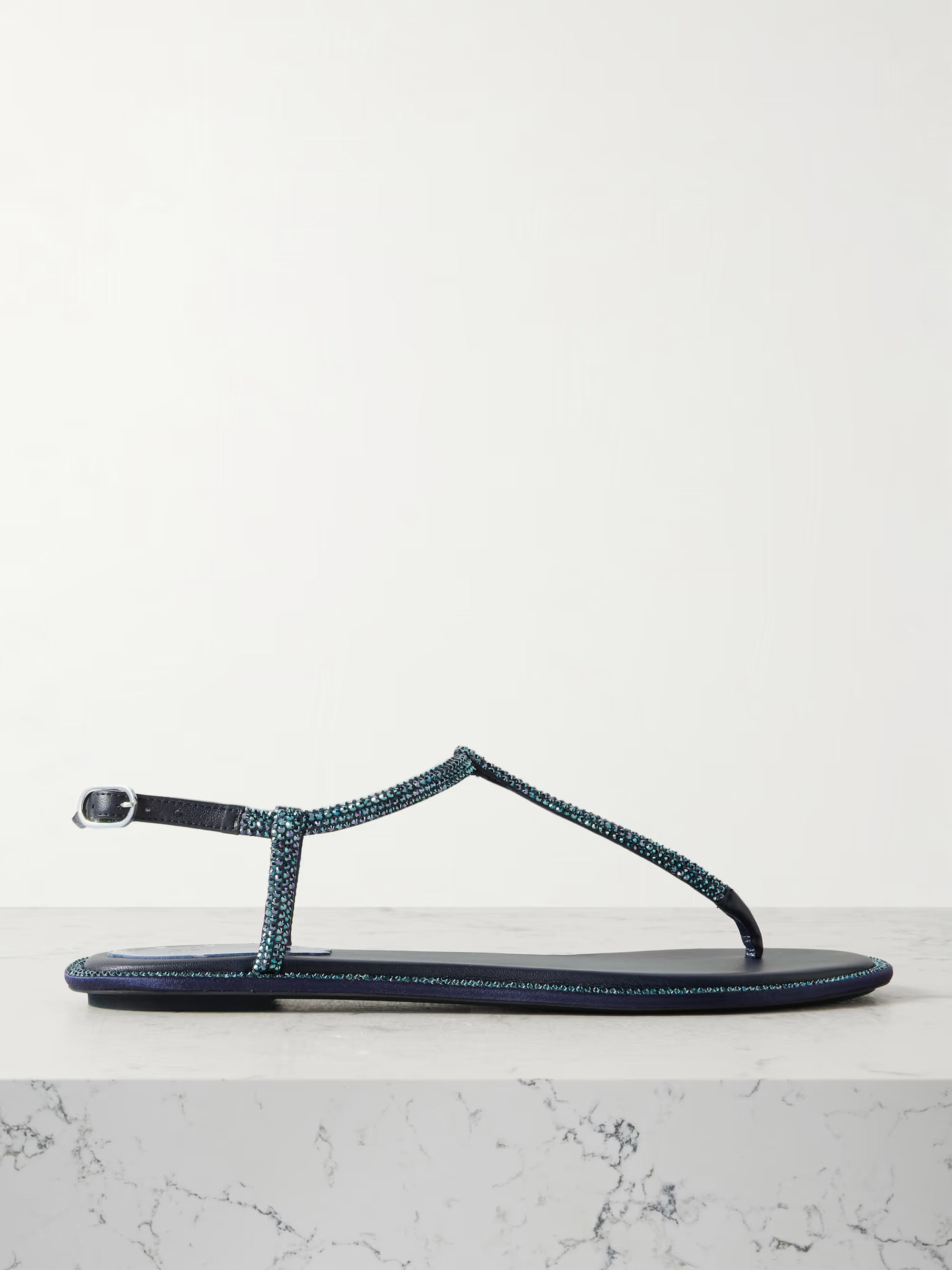 Diana crystal-embellished leather-trimmed satin sandals | NET-A-PORTER (UK & EU)