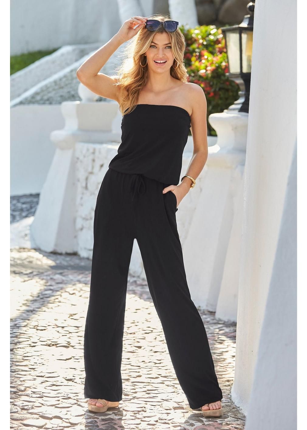 Strapless Blouson Jumpsuit | Boston Proper