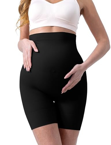 SUNNYBUY Women's Maternity Shapewear for Dresses, Seamless Mid-Thigh Pregnancy Underwear Over Belly Support, Black L | Amazon (US)