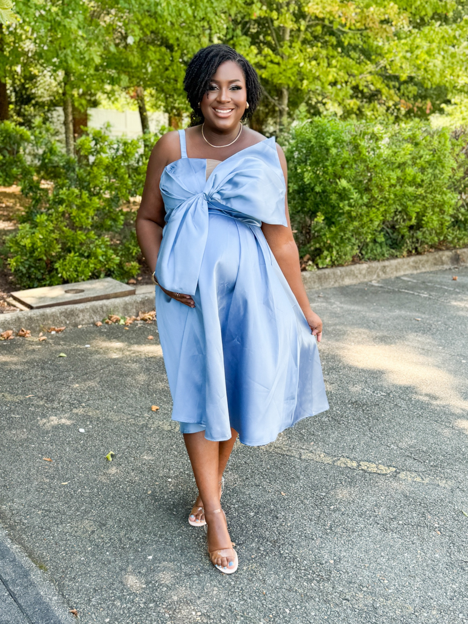 This blue taffeta dress with bow accent was absolutely perfect for my baby shower. 

#LTKFindsUnder50 #LTKMidsize #LTKBump