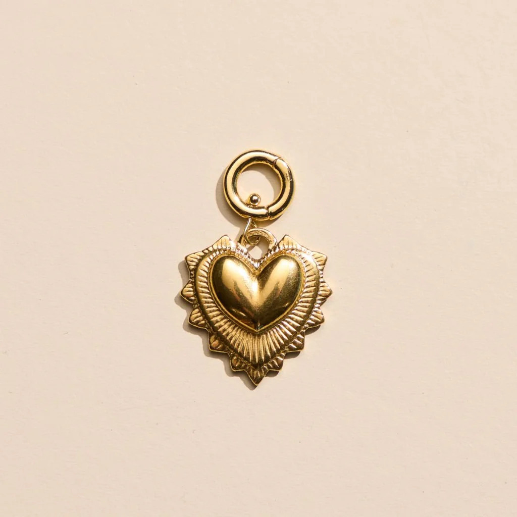 Gold Radiant Heart Charm | Nickel and Suede