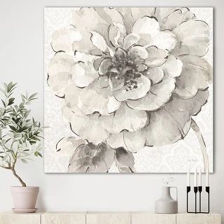 Designart 'Indigold Grey Peonies I' Farmhouse Premium Canvas Wall Art - On Sale - Overstock - 257... | Bed Bath & Beyond