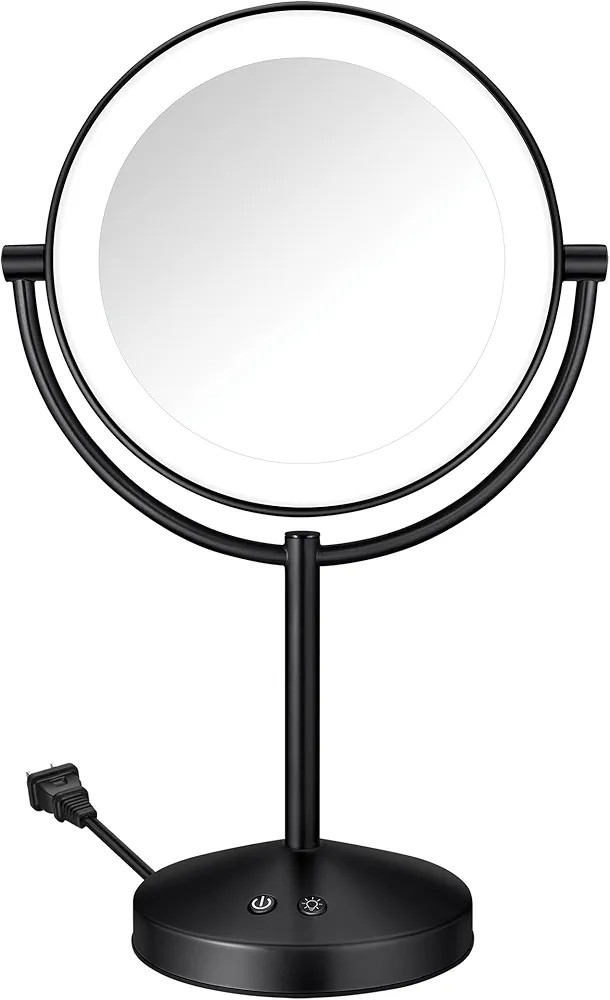 Conair Lighted Makeup Mirror, LED Vanity Mirror, 1X/10x Magnifying Mirror, Corded in Matte Black ... | Amazon (US)