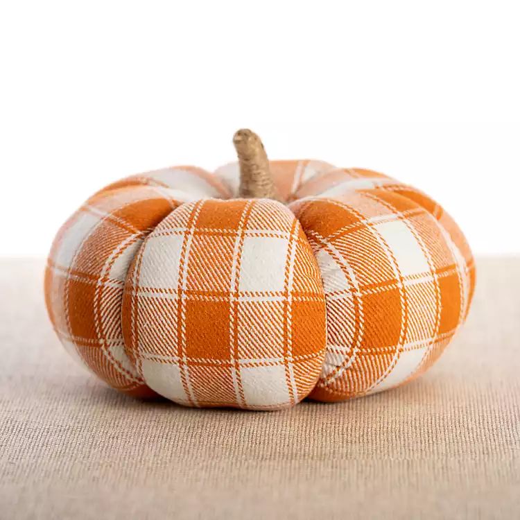 Orange Buffalo Check Fabric Pumpkin, 12 in. | Kirkland's Home