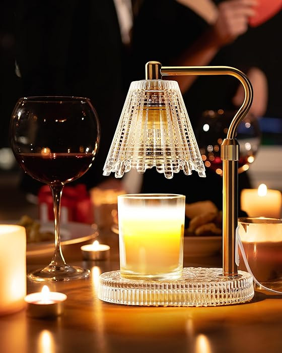 Candle Warmer Lamp with Timer & Dimmer, Glass Candle Warmer for Jar Candles, 2 Bulbs, Height Adju... | Amazon (US)