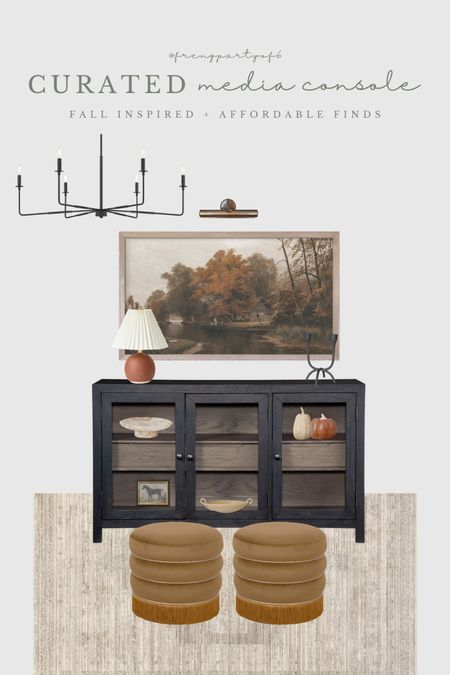 Get this look! Curated media console/tv stand. Love this media console, and it’s on sale and $130 off right now! Looks just like a $2500 designer sideboard. I paired it with a frame tv, velvet ottomans, and a few fall accessories. Interior decor, living room furniture

#LTKsalealert #LTKhome #LTKstyletip