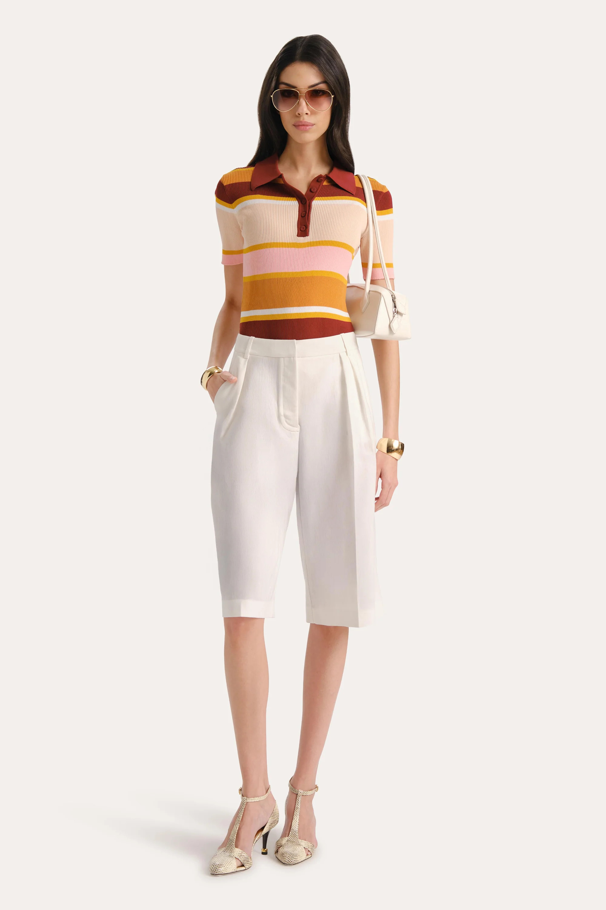 Sylvie Striped Polo Shirt | Elie Tahari