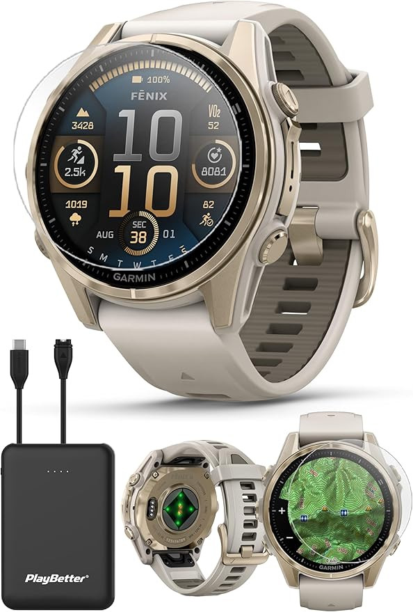 PlayBetter Garmin Fenix 8 AMOLED Sapphire (43mm, Soft Gold/Dark Sandstone) Multisport GPS Smartwa... | Amazon (US)