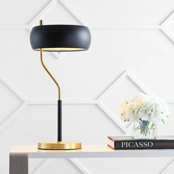 JONATHAN Y Oskar 22.5" Moody Metal LED Desk Lamp, Black/Brass Gold, JYL6008A | Walmart (US)