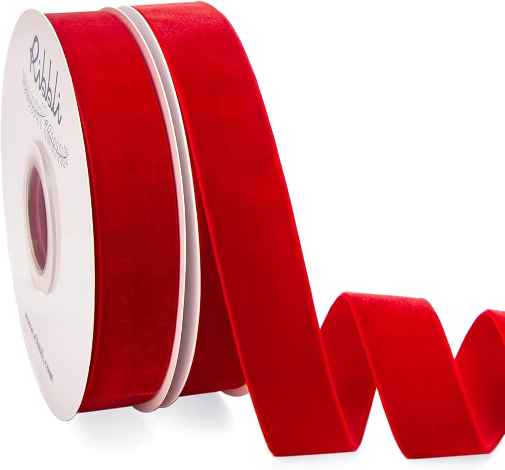 Ribbli 2 Rolls Red Velvet Ribbon,Christmas Ribbon for Gift Wrapping, Christmas Tree Decoration, H... | Amazon (US)