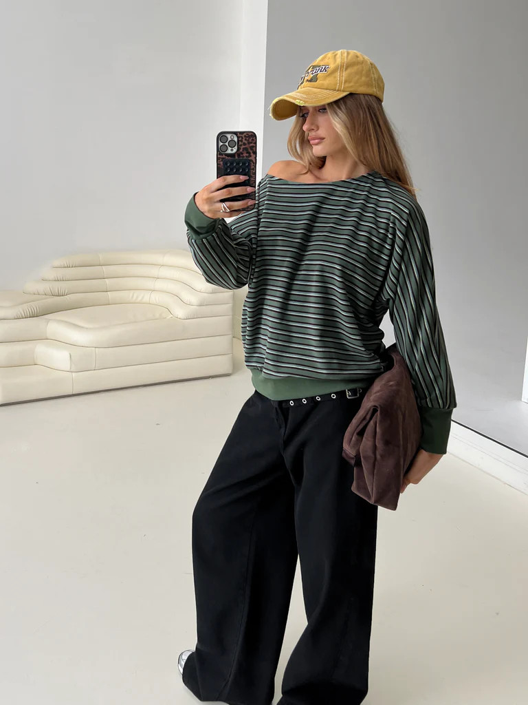 Zaylah Contrast Cuff Jumper Green | Princess Polly US