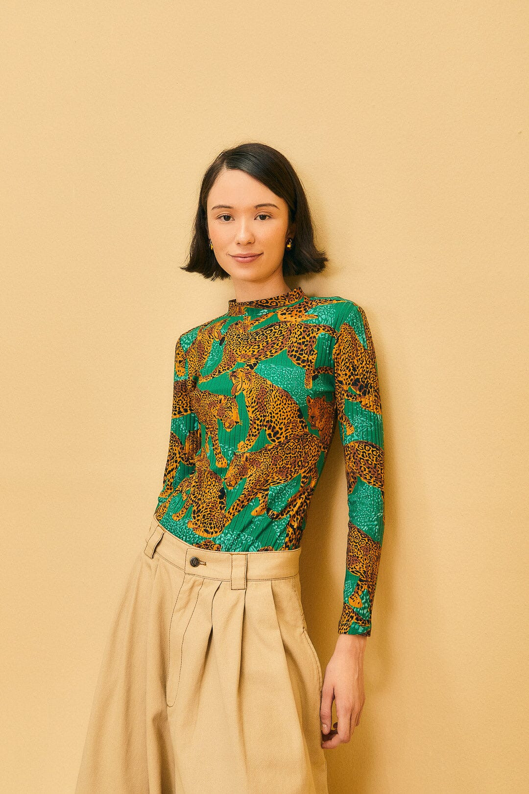 green artsy leopards organic cotton bodysuit | FarmRio (US)