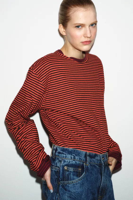 COTTON AND LINEN STRIPED T-SHIRT | Zara US
