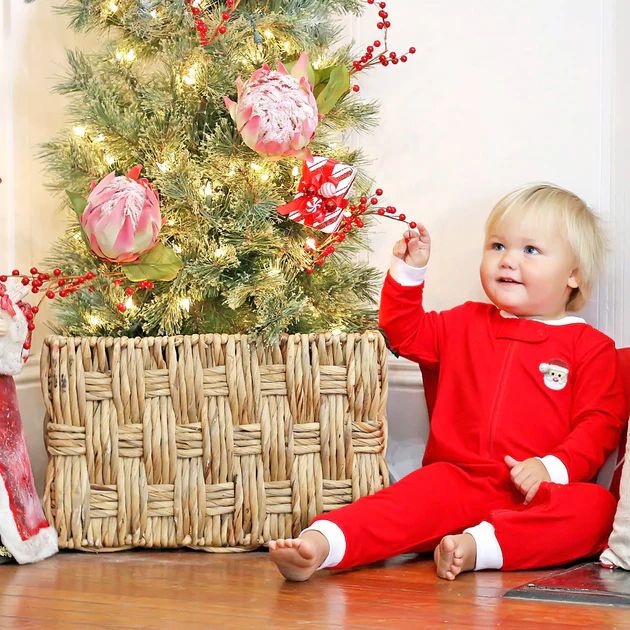Santa Embroidered Red Boy Onesie | Classic Whimsy