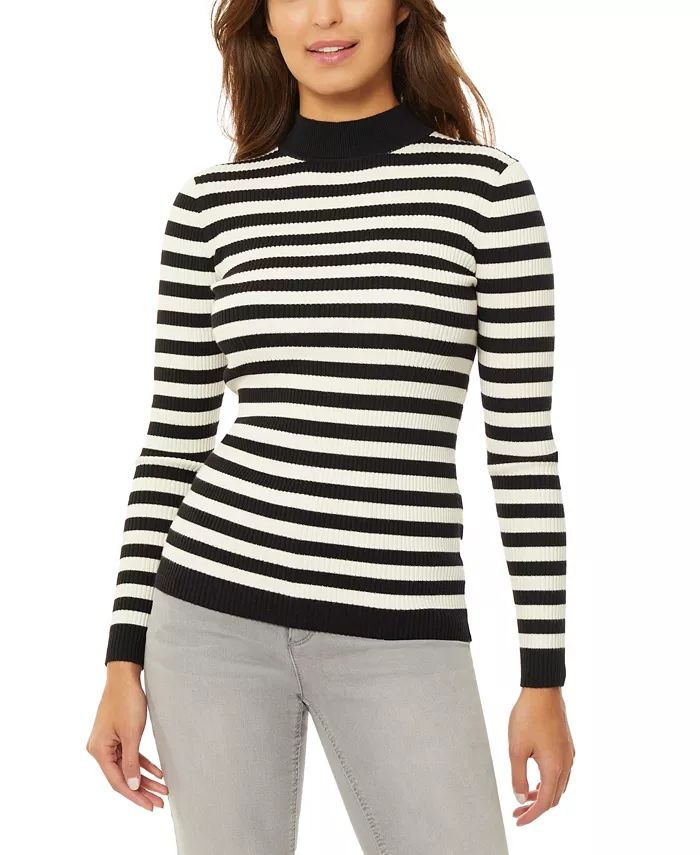 Women's Striped Mock Neck Sweater | Macy's