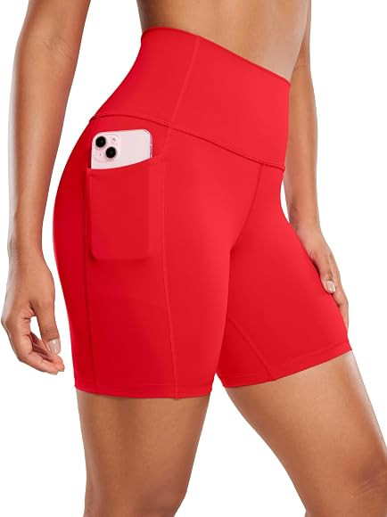 CRZ YOGA Women's Naked Feeling Biker Shorts with Pockets 6'' - High Waisted Yoga Gym Workout Span... | Amazon (US)