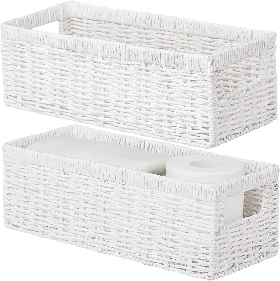 Vagusicc Wicker Storage Basket, Paper Rope Wicker Baskets with Handles, Toilet Paper Basket for T... | Amazon (US)