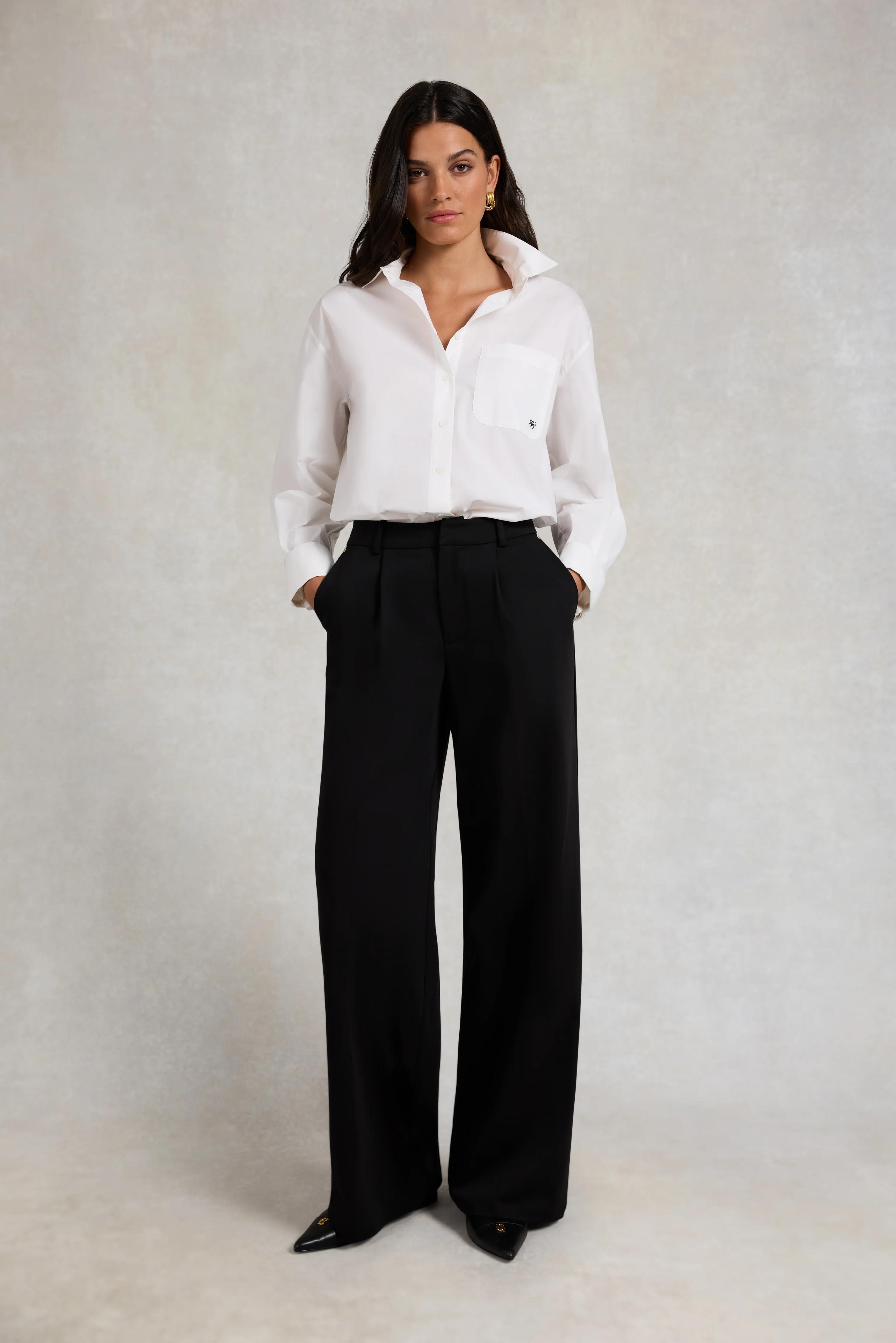 Pleated Wide Leg Trouser (Black) | Holland Cooper