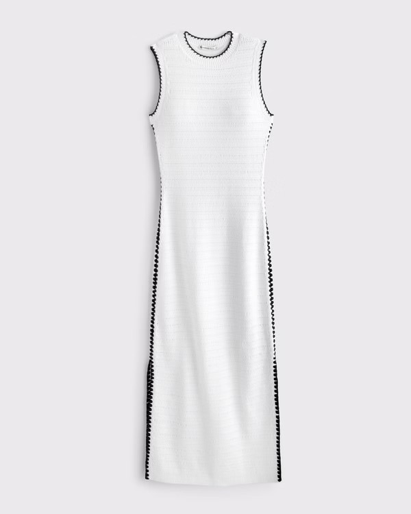 Crochet-Style Crew Midi Dress | Abercrombie & Fitch (US)