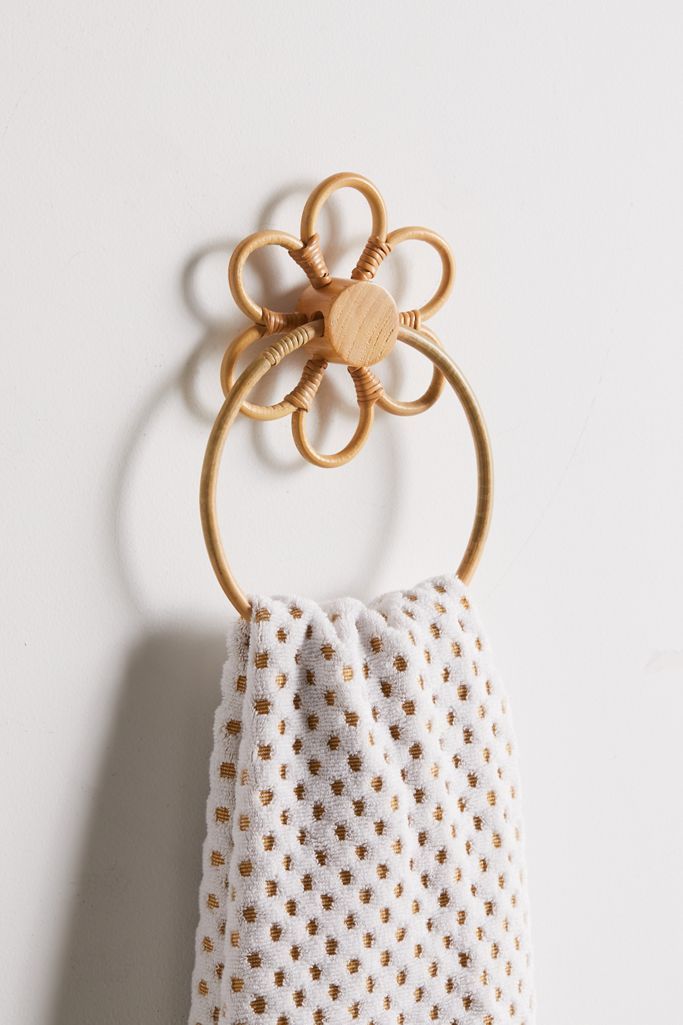 Daisy Rattan Towel Ring | Urban Outfitters (US and RoW)