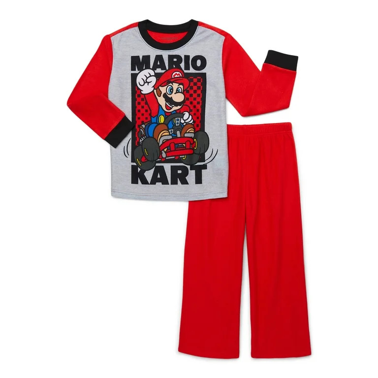 Mario Kart Boys Long Sleeve Top and Pants Pajama Set, 2-Piece, Sizes 4-12 | Walmart (US)