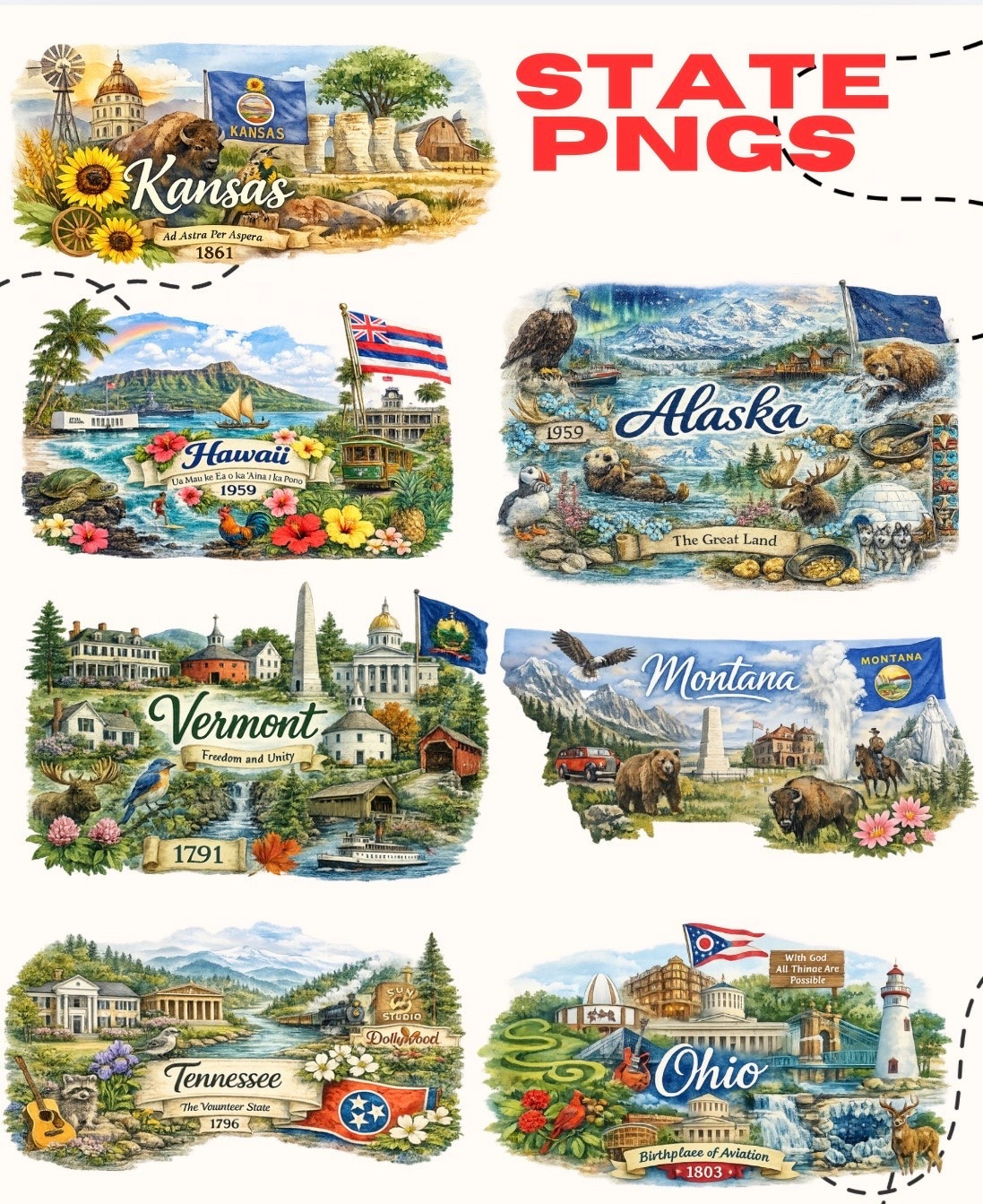 🇺🇸 Watercolor state dreams ✈️✨ From mountain escapes to beach towns and hidden gems — these travel-inspired designs are made for the ones collecting memories one destination at a time. Which state are you claiming first? 🌊🏔️🌻❤️ #TravelStyle #StateCollection
#TravelAesthetic
#StateByState
#WatercolorArt
#WanderlustStyle

#LTKTravel #LTKSeasonal #LTKdayinmylife