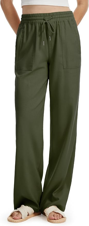 Tall Women 32/34/36 Inseam Linen Pants Wide Leg Casual Palazzo Trousers Summer Beach Lounge Botto... | Amazon (US)