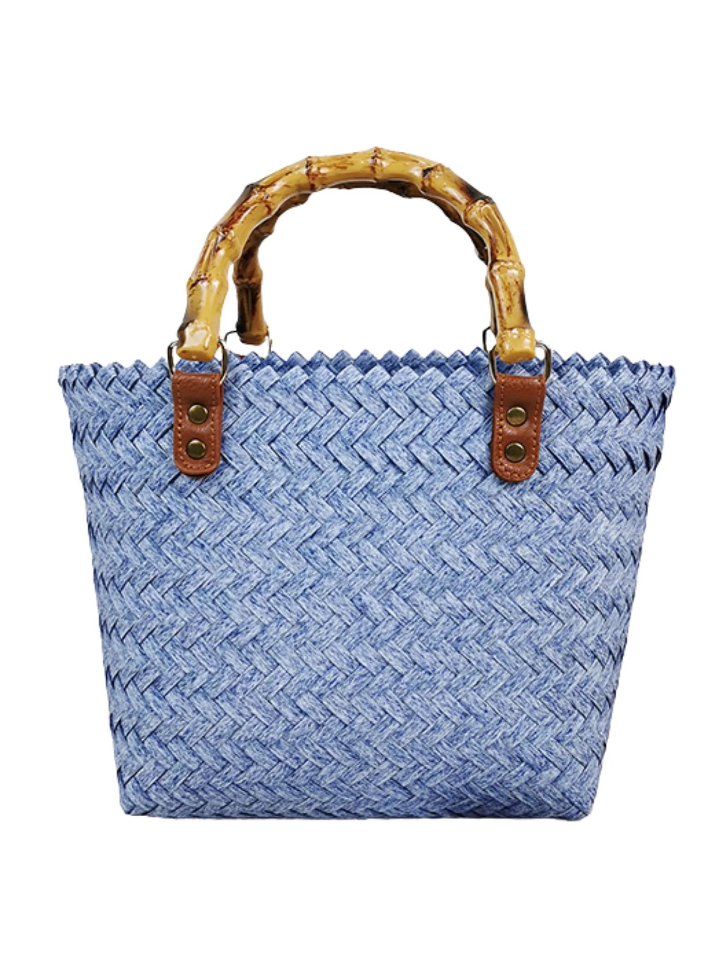 'Lucy' Straw Purse With Bamboo Handle | Goodnight Macaroon
