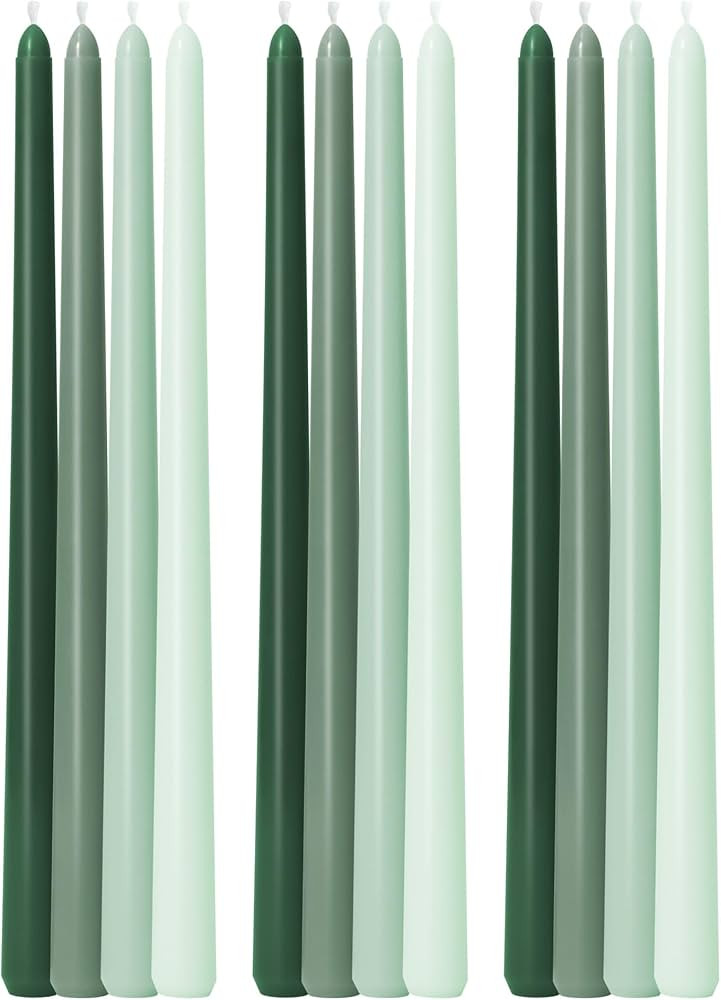 Viyffo 12 Inch Green Taper Candles Set of 12 Unscented Smokeless Long Tall Tapered Candle for Can... | Amazon (US)