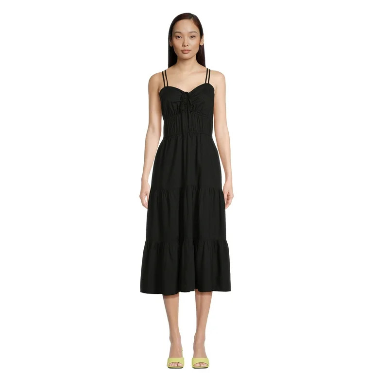 Time and Tru Women's Cross Back Dress with Tiered Skirt, Sizes XS-XXXL | Walmart (US)