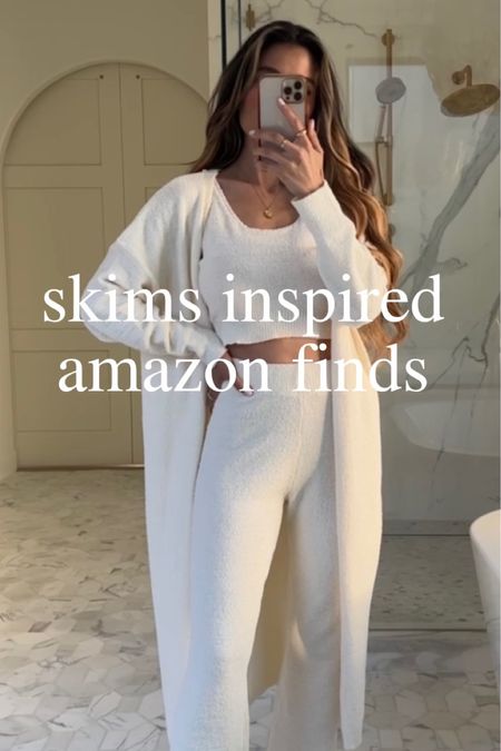 Hi hi Beauty!!! Loving all the buttery soft, chic Amazon finds that give Skims vibes! I'm wearing a size small in the first 3 piece set❤️ I’m 5’6 for reference and the pants fall to my ankles🥰 Linking my sticky bra and more along with all the goodies from the reels! Please be sure to click on each product to see all the color ways!✨ PS. I have these bodysuits and they are SO GOOD!!!! Minimal, chic, comfortable and well made!! Super happy with them! And super happy you’re here!!😍🤗❤️ Thank you for having me gf!!💖❤️✨

#LTKunder50 #LTKunder100 #LTKstyletip