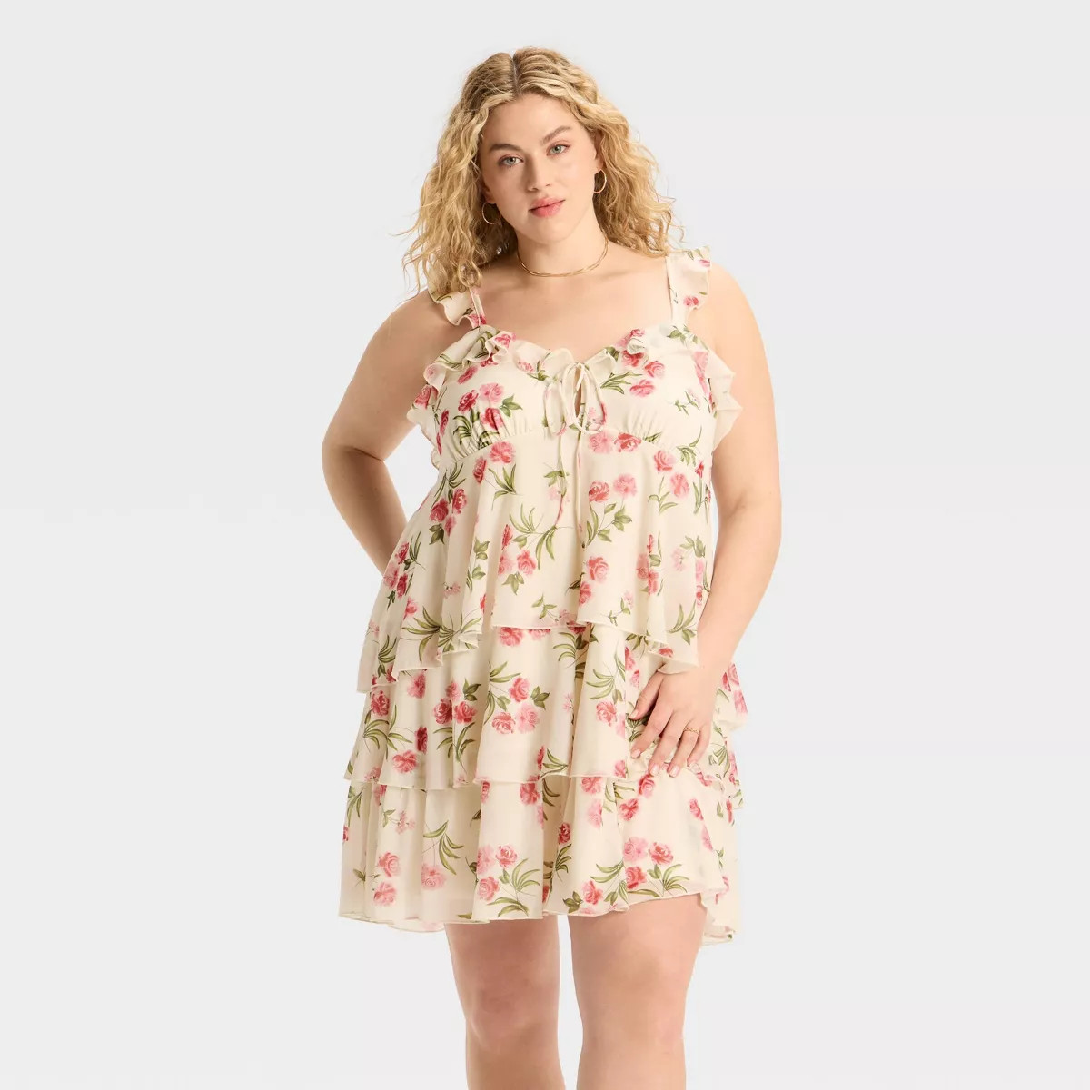 Women's Knit Chiffon Tiered Ruffle Sleeve Mini A-Line Dress - Wild Fable™ | Target