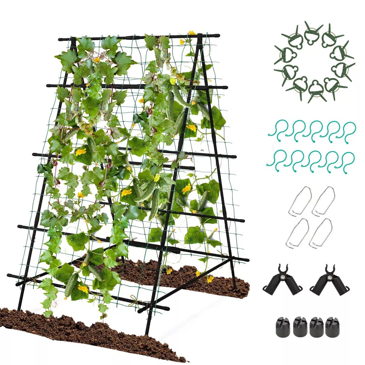 Costway Cucumber Trellis Foldable Garden Tunnel Trellis with Adjustable Auxiliary Clips | Target