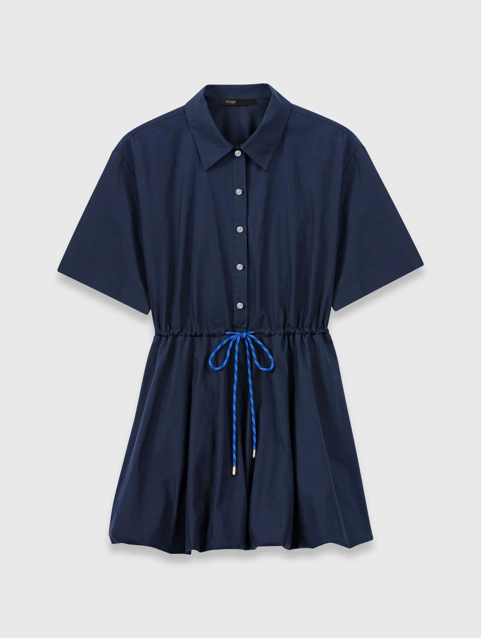 Short-sleeved cotton bubble dress Blue for Women | Maje | Maje US