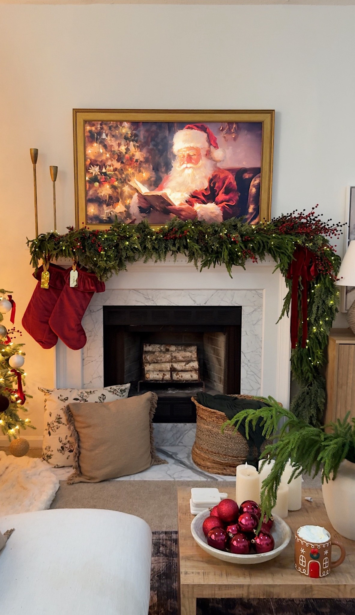 What I used to create this look:

•first set of garland I used two 6’ Cedar strands + one 6’ Norfolk pine garland
•second set of garland I used one 6’ Cedar strand + one 6’ Norfolk pine 
•5 command hooks
•red berry stems 
•longer red velvet bows 🎀
•stocking name tags from @dearheartsigns
•one set of fairy lights ✨

The red berry stems, velvet bows and twinkle lights really made it look so classy! ❤️ I linked everything that I could and the some other options for the red berry stems! 

#LTKHoliday #LTKFindsUnder50 #LTKHome