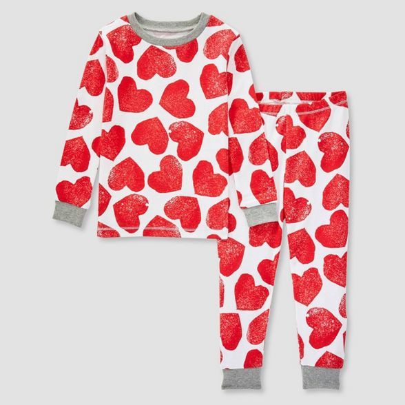 Burt's Bees Baby® Toddler 2pc Homemade Valentine Organic Cotton Snug Fit Pajama Set - Red | Target