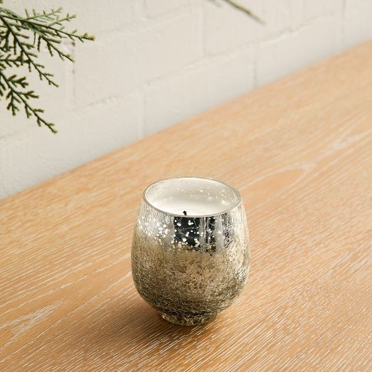 Silver Crackle Glass Candles - Balsam & Cedar | West Elm (US)